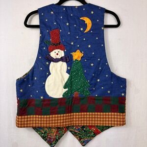 Quilted Christmas Vest Sz 1X Patchwork Holiday‎ Fun Ugly Sweater Party Handmade